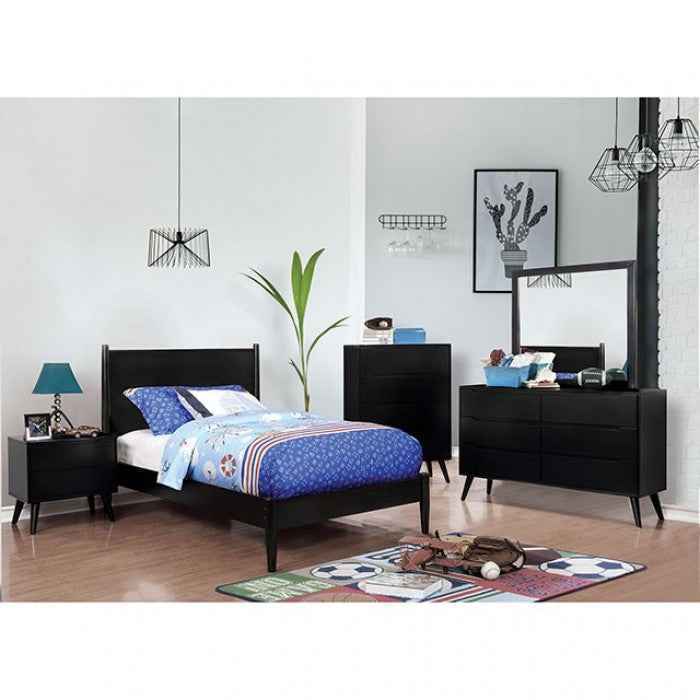 Lennart Black 4-Piece Twin Bedroom Set by Furniture of America at Eve Furniture