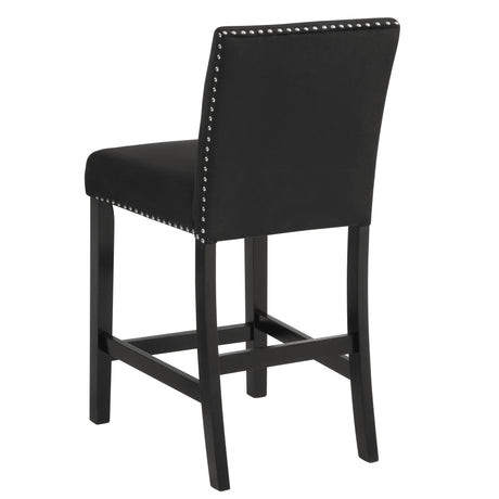 Lennon Black and White Velvet 5-Piece Counter Height Dining Set by Crown Mark at Eve Furniture