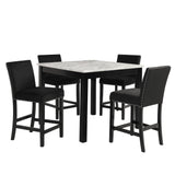 Lennon Black and White Velvet 5-Piece Counter Height Dining Set by Crown Mark at Eve Furniture