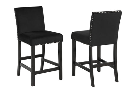Lennon Black and White Velvet 5-Piece Counter Height Dining Set by Crown Mark at Eve Furniture