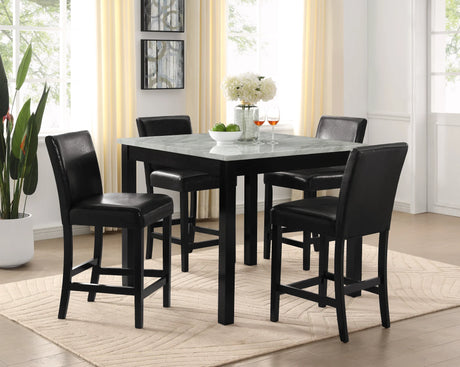 Lennon Black Faux Leather 5-Piece Counter Height Dining Set by Crown Mark at Eve Furniture