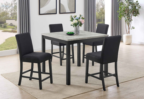 Lennon Black/Concrete 5-Piece Counter Height Set by Crown Mark at Eve Furniture