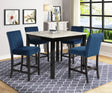 Lennon Blue and and White Velvet 5-Piece Counter Height Dining Set by Crown Mark at Eve Furniture