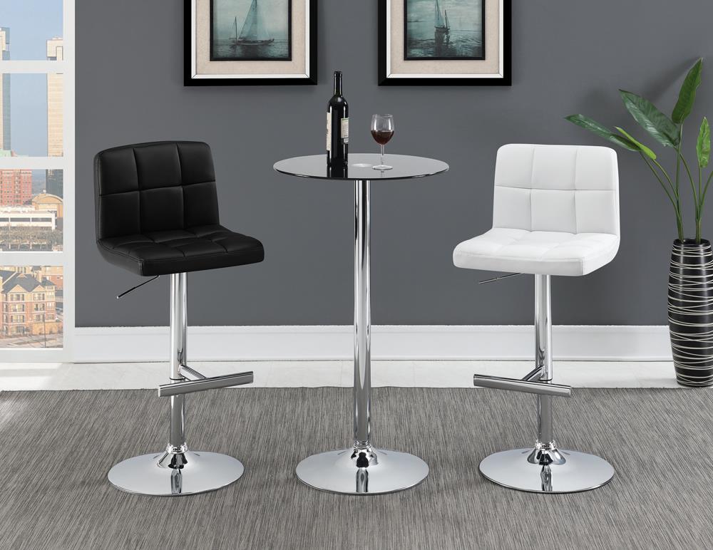 Lenny Chrome/Black Adjustable Height Bar Stools, Set of 2