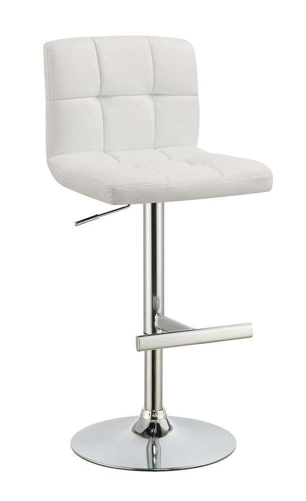 Lenny Chrome/White Adjustable Height Bar Stools, Set of 2