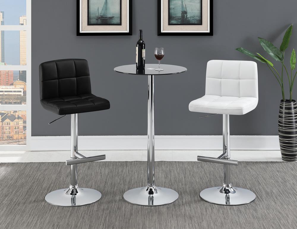 Lenny Chrome/White Adjustable Height Bar Stools, Set of 2