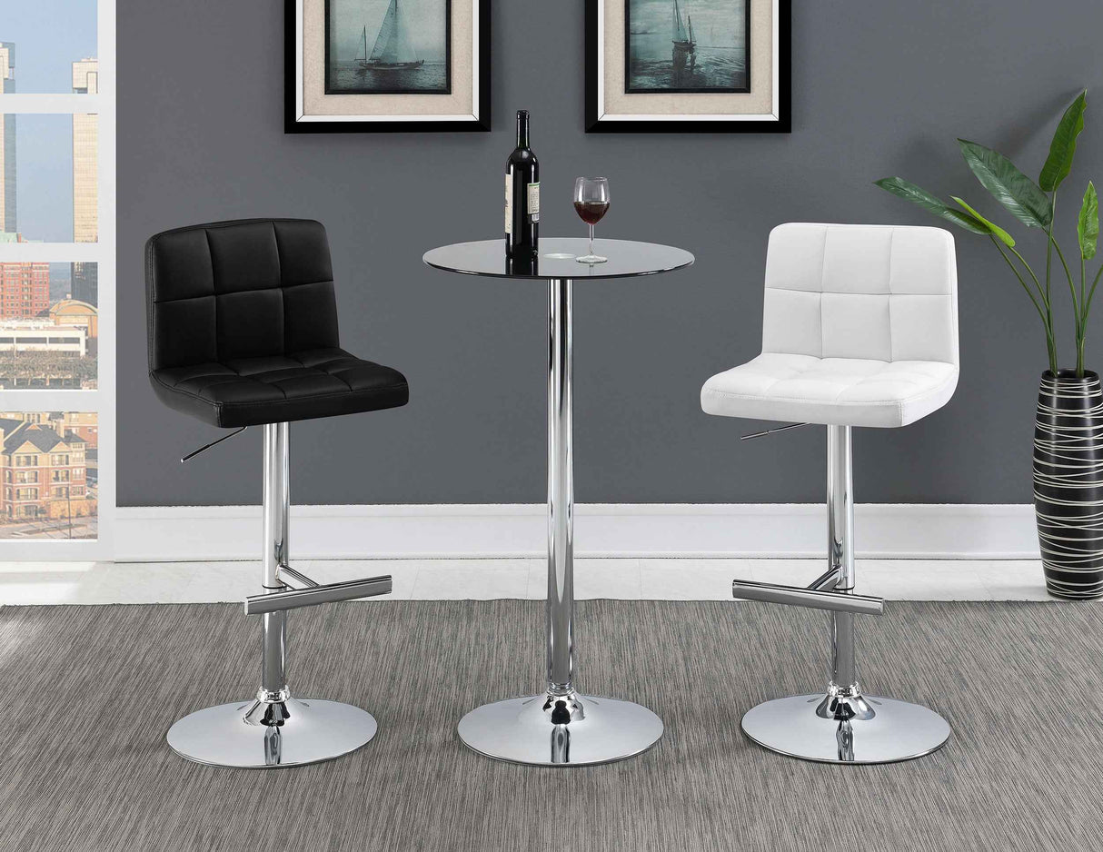 Lenny Black Upholstered Adjustable Bar Stool (Set of 2) by Coaster at Eve Furniture