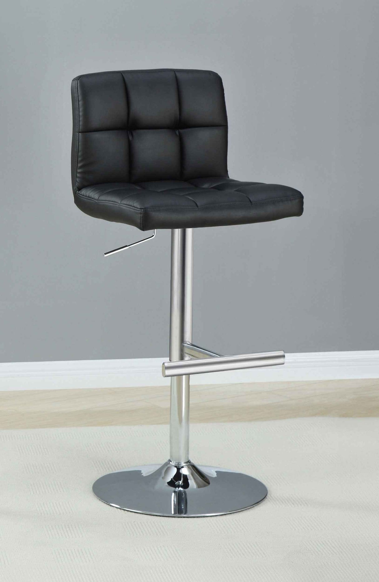 Lenny Black Upholstered Adjustable Bar Stool (Set of 2) by Coaster at Eve Furniture