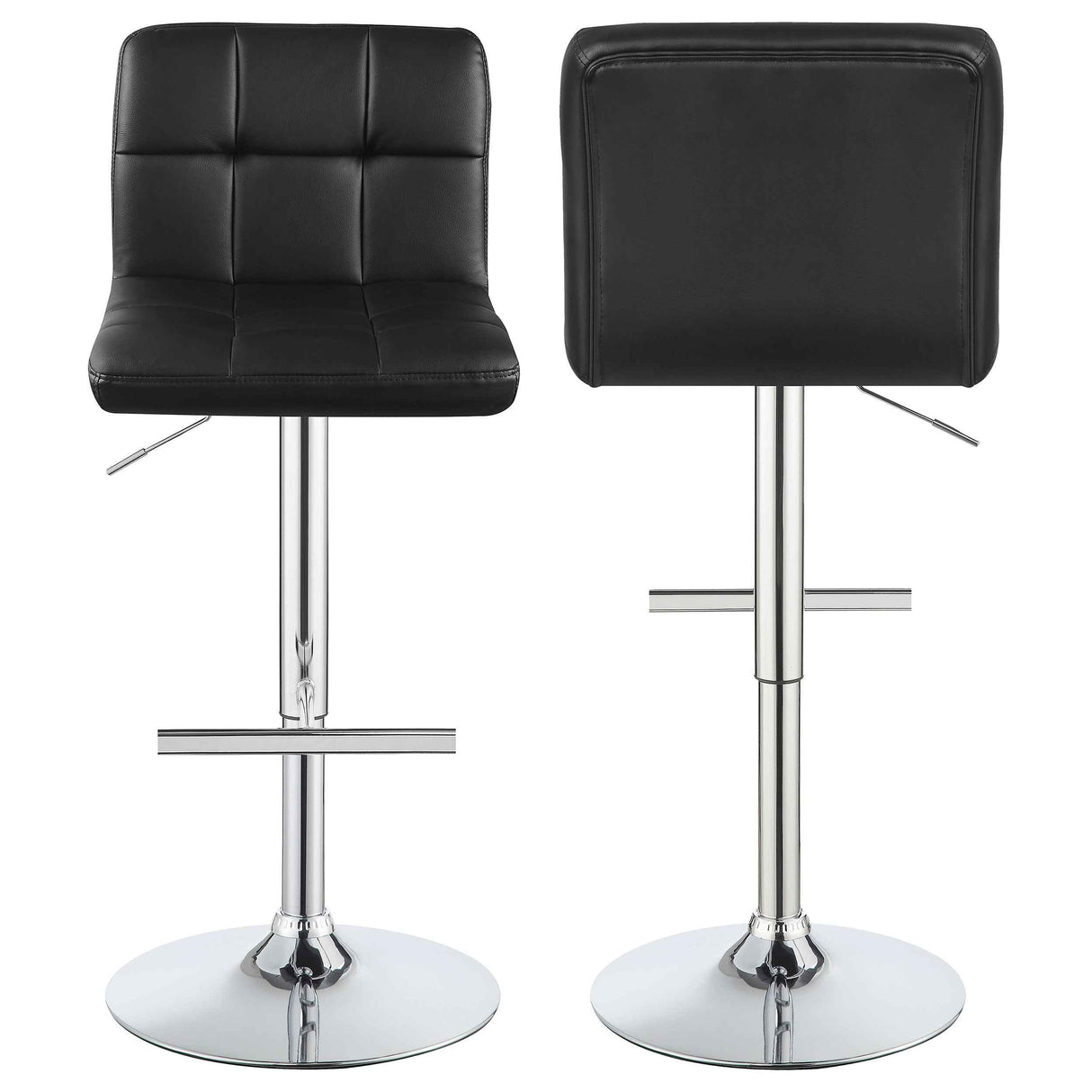Lenny Black Upholstered Adjustable Bar Stool (Set of 2) by Coaster at Eve Furniture
