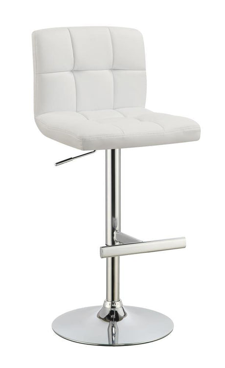 Lenny Chrome/White Adjustable Height Bar Stools, Set of 2 by Coaster at Eve Furniture