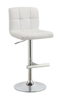 Lenny Chrome/White Adjustable Height Bar Stools, Set of 2 by Coaster at Eve Furniture