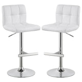 Lenny Chrome/White Adjustable Height Bar Stools, Set of 2 by Coaster at Eve Furniture