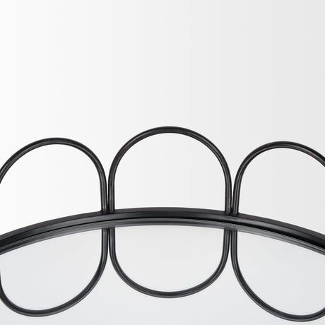 Lenore Round Metal/Mirror Tray Black (Set of 2) by Mercana at Eve Furniture