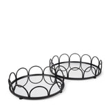 Lenore Round Metal/Mirror Tray Black (Set of 2) by Mercana at Eve Furniture