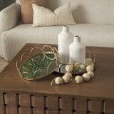 Lenore Round Metal/Mirror Tray Gold (Set of 2) by Mercana at Eve Furniture