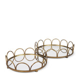 Lenore Round Metal/Mirror Tray Gold (Set of 2) by Mercana at Eve Furniture