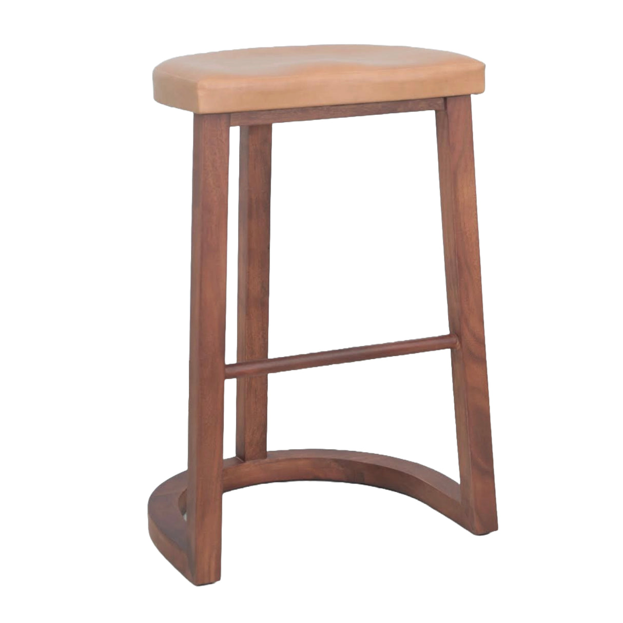 Lenox 17" Counter Stool in Tan Leather and Walnut