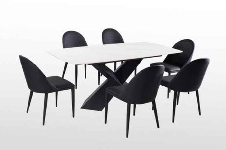 Lenvik Black/White 7-Piece Dining Room Set by Furniture of America at Eve Furniture