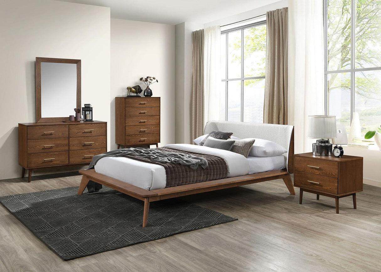 Lenzburg Walnut/Beige Queen Platform Bed by Furniture of America at Eve Furniture