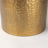 Leo 18.0L x 18.0W x 31.0H Gold Hammered W/White Fabric Shade Table Lamp by Mercana at Eve Furniture