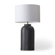 Leo Black Hammered W/White Fabric Shade Table Lamp by Mercana at Eve Furniture
