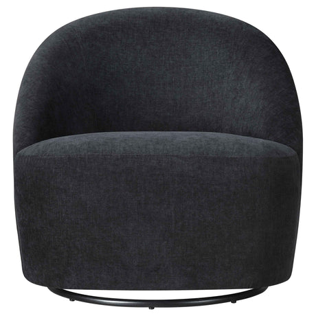 Leon Black Chenille Upholstered Swivel Accent Chair by Coaster at Eve Furniture