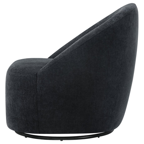 Leon Black Chenille Upholstered Swivel Accent Chair by Coaster at Eve Furniture