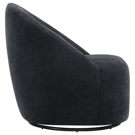 Leon Black Chenille Upholstered Swivel Accent Chair by Coaster at Eve Furniture