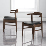 Leon Mid-Century Modern Black Vegan Leather Dining Chair (Set of 2) by Ashcroft Furniture at Eve Furniture