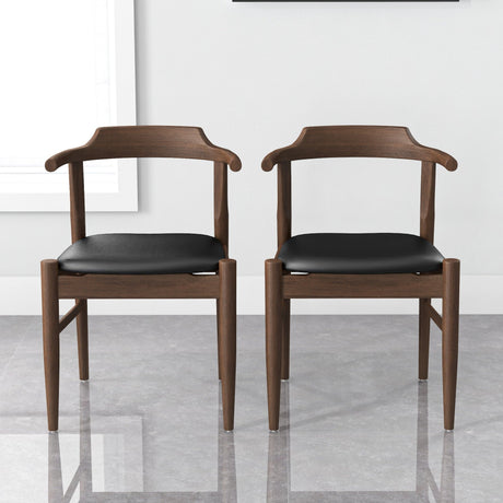 Leon Mid-Century Modern Black Vegan Leather Dining Chair (Set of 2) by Ashcroft Furniture at Eve Furniture