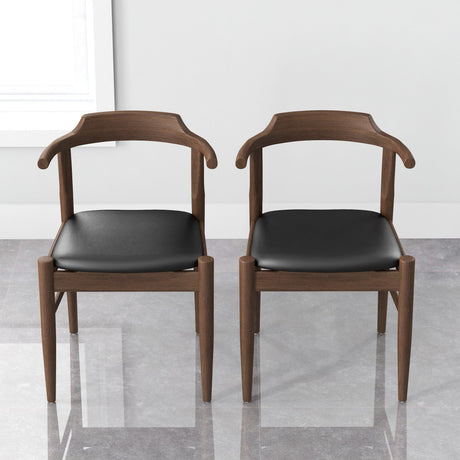 Leon Mid-Century Modern Black Vegan Leather Dining Chair (Set of 2) by Ashcroft Furniture at Eve Furniture