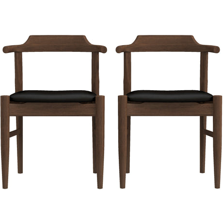 Leon Mid-Century Modern Black Vegan Leather Dining Chair (Set of 2) by Ashcroft Furniture at Eve Furniture