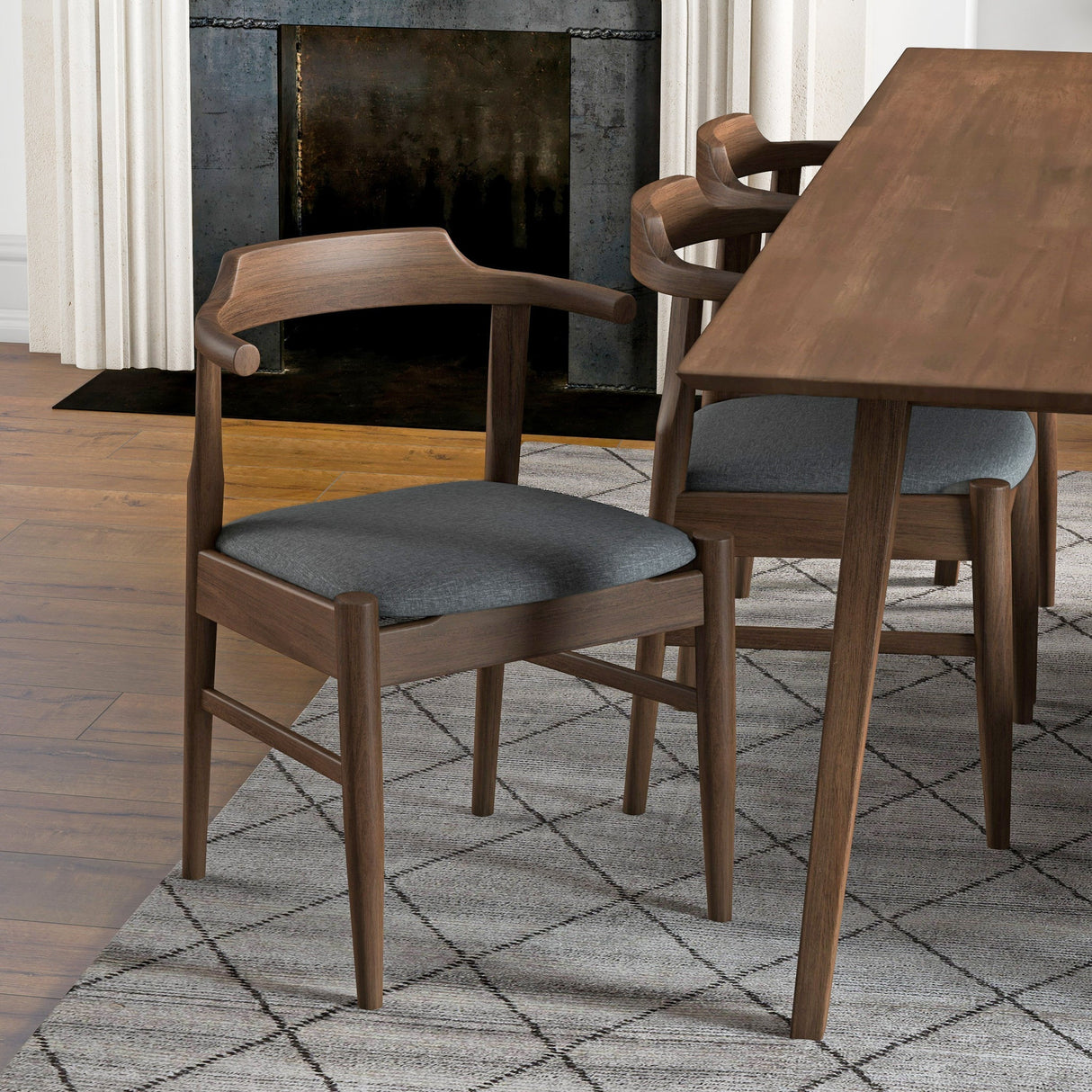 Leon Mid-Century Modern Grey Fabric Dining Chair (Set of 2) by Ashcroft Furniture at Eve Furniture