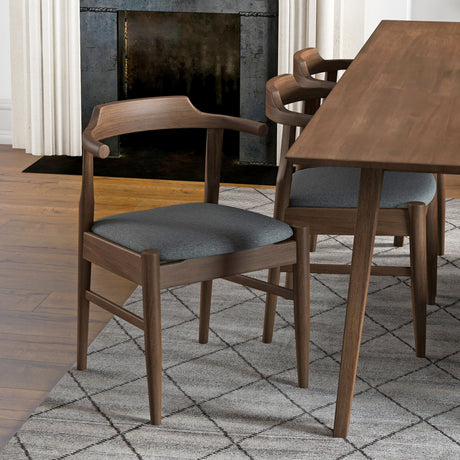 Leon Mid-Century Modern Grey Fabric Dining Chair (Set of 2) by Ashcroft Furniture at Eve Furniture
