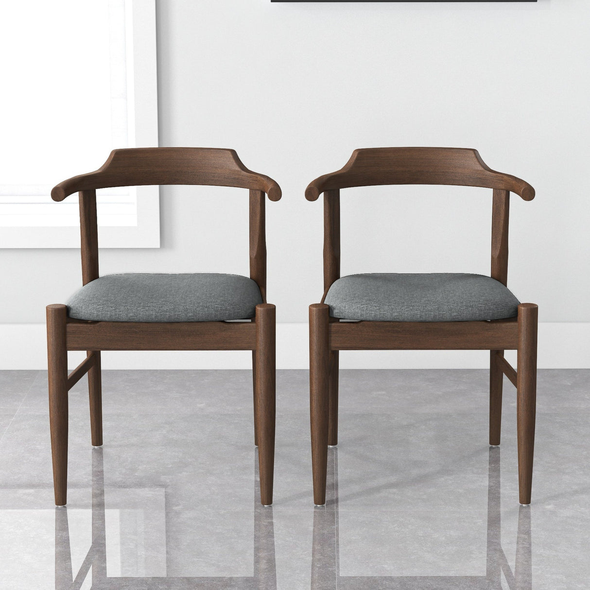 Leon Mid-Century Modern Grey Fabric Dining Chair (Set of 2) by Ashcroft Furniture at Eve Furniture