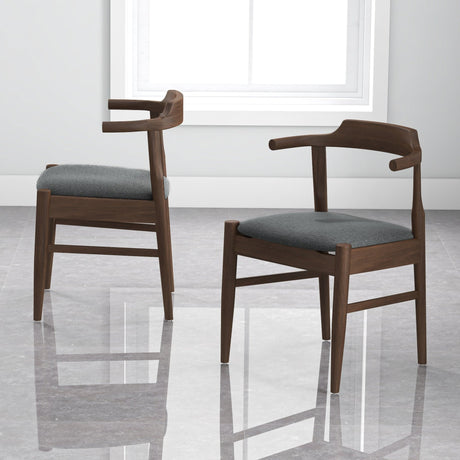 Leon Mid-Century Modern Grey Fabric Dining Chair (Set of 2) by Ashcroft Furniture at Eve Furniture