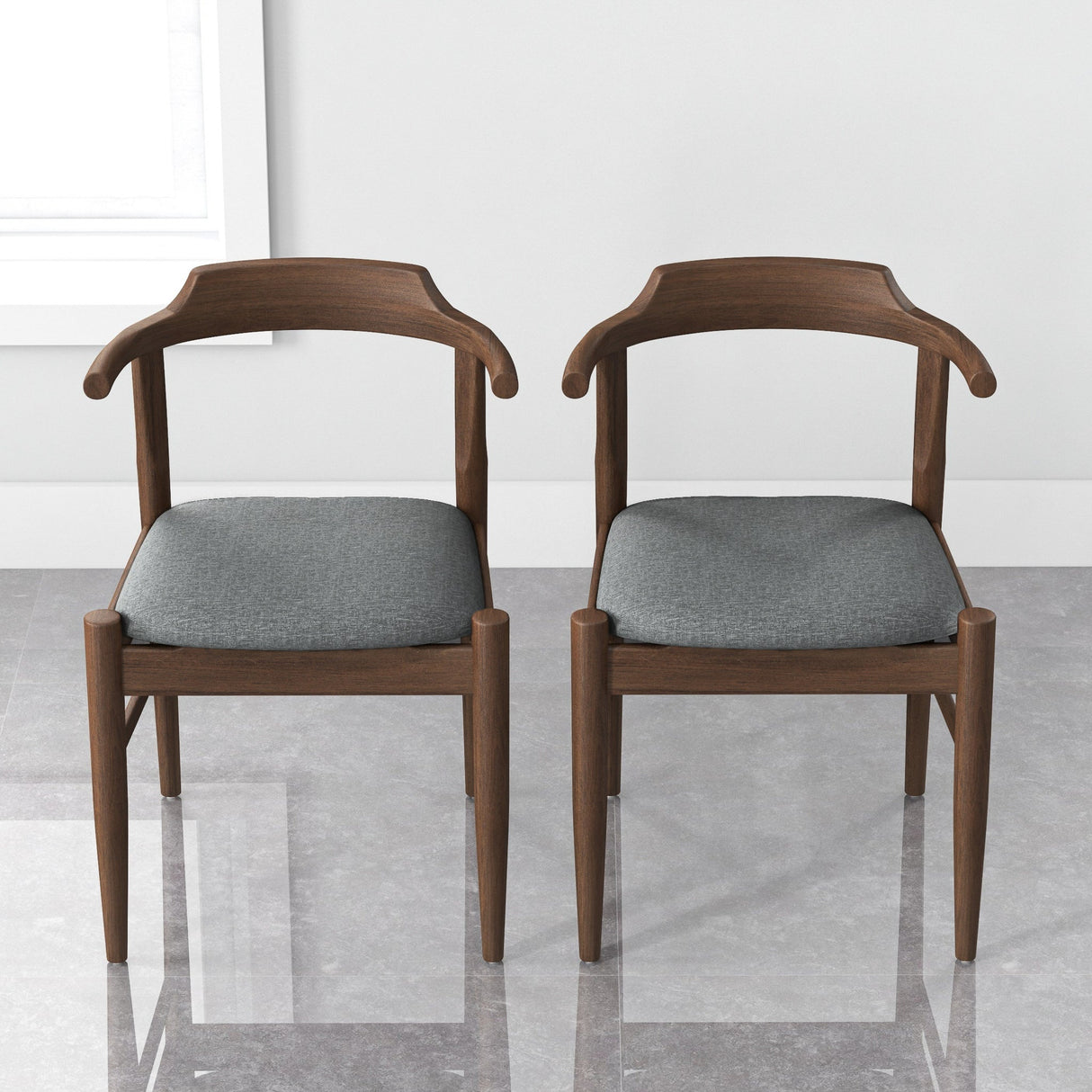 Leon Mid-Century Modern Grey Fabric Dining Chair (Set of 2) by Ashcroft Furniture at Eve Furniture