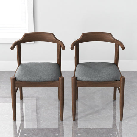 Leon Mid-Century Modern Grey Fabric Dining Chair (Set of 2) by Ashcroft Furniture at Eve Furniture