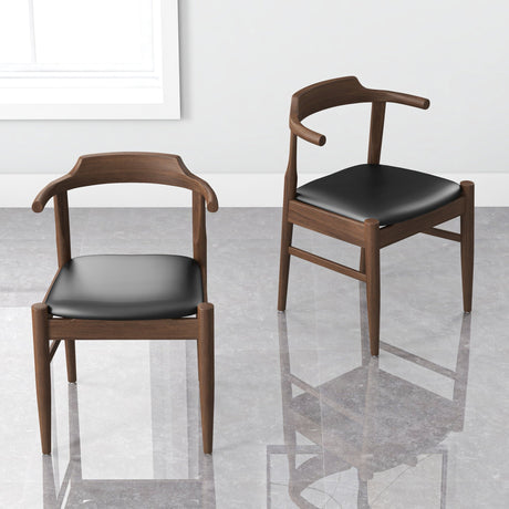 Leon Mid-Century Modern Leather Dining Chair (Set of 2) by Ashcroft Imports at Eve Furniture
