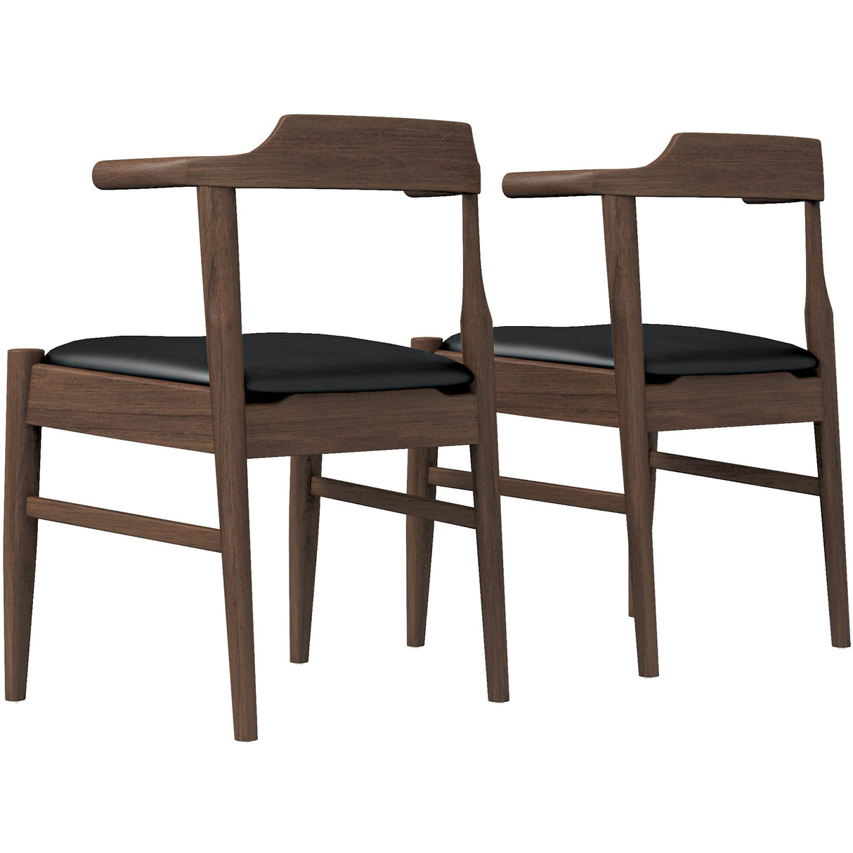 Leon Mid-Century Modern Leather Dining Chair (Set of 2)