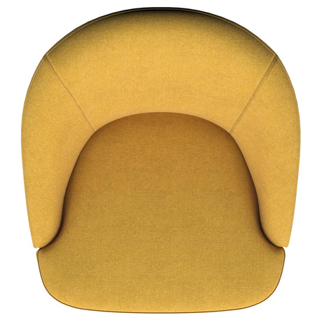 Leon Mustard Yellow Upholstered Accent Swivel Barrel Chair by Coaster at Eve Furniture