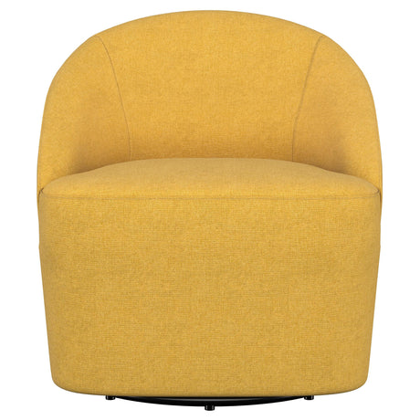Leon Mustard Yellow Upholstered Accent Swivel Barrel Chair by Coaster at Eve Furniture