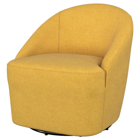 Leon Mustard Yellow Upholstered Accent Swivel Barrel Chair by Coaster at Eve Furniture