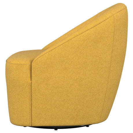 Leon Mustard Yellow Upholstered Accent Swivel Barrel Chair by Coaster at Eve Furniture
