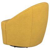 Leon Mustard Yellow Upholstered Accent Swivel Barrel Chair by Coaster at Eve Furniture
