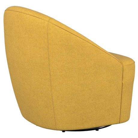 Leon Mustard Yellow Upholstered Accent Swivel Barrel Chair by Coaster at Eve Furniture
