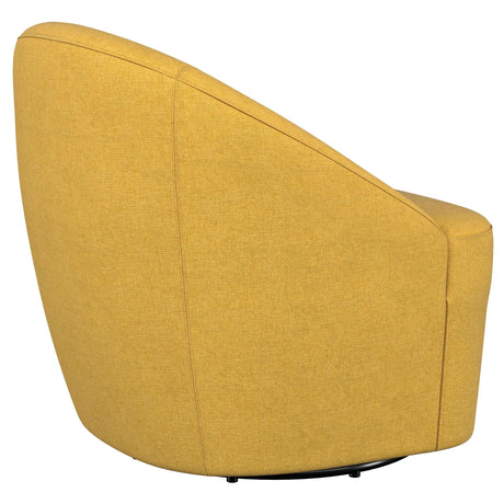 Leon Mustard Yellow Upholstered Accent Swivel Barrel Chair by Coaster at Eve Furniture
