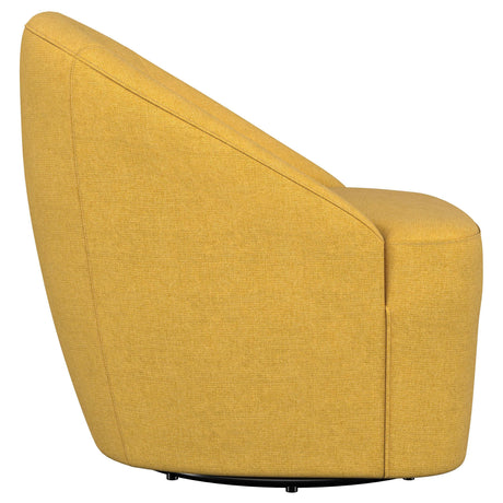 Leon Mustard Yellow Upholstered Accent Swivel Barrel Chair by Coaster at Eve Furniture