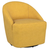 Leon Mustard Yellow Upholstered Accent Swivel Barrel Chair