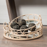 Leona (Set of 2) Natural Wicker Woven Mirrored Base Nesting Trays by Mercana at Eve Furniture